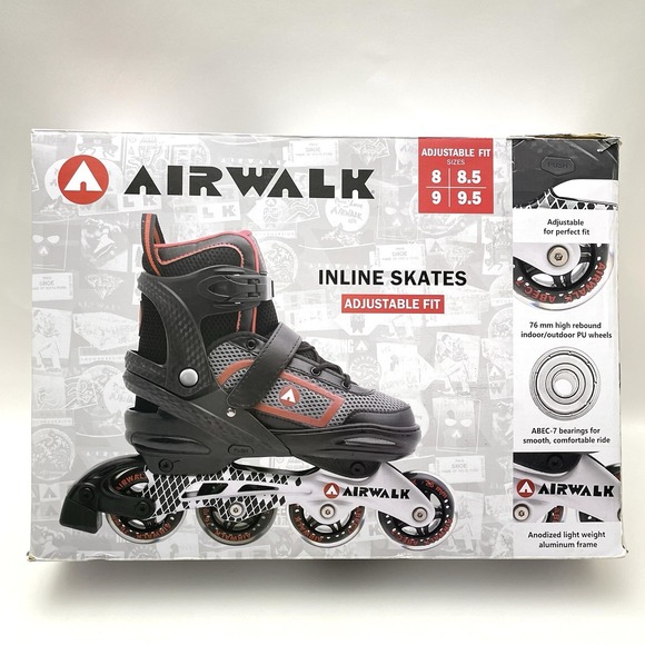 Airwalk Adults Adjustable Fit High Rebound Wheels 8-9.5 Adult Inline Skate Red - Picture 1 of 16